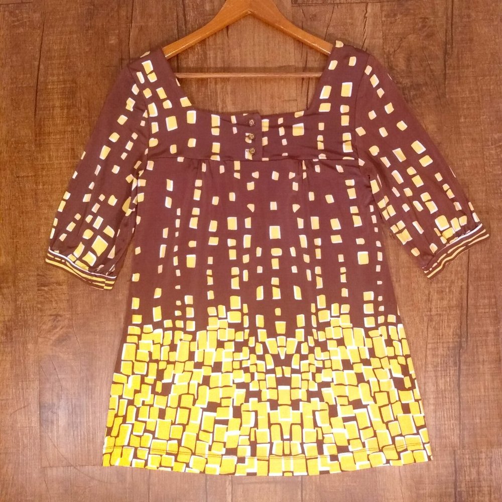 Vintage Retro Print Peasant Top | Medium - Picture 2 of 7